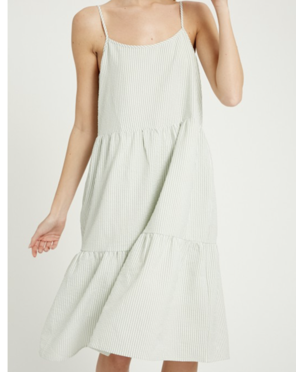 Wishlist Sage Tiered Midi Dress - Sage/White Wishlist Sage Tiered Midi Dress - Sage/White