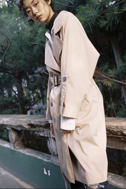 AMONG SEOUL Oversized Trench Coat- Black AMONG SEOUL Oversized Trench Coat- Black