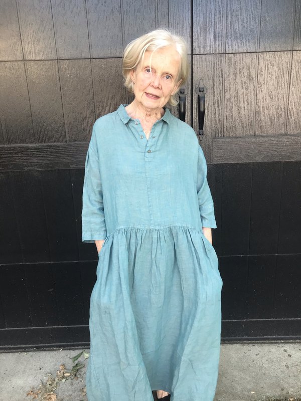 ICHI ANTIQUITES Linen Color Dye Dress - Green ICHI ANTIQUITES Linen Color Dye Dress - Green