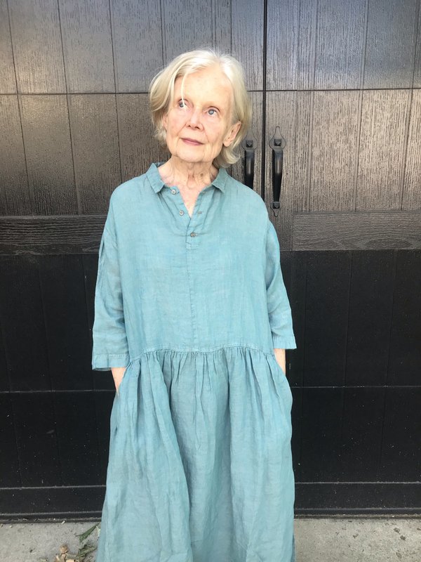 ICHI ANTIQUITES Linen Color Dye Dress - Green ICHI ANTIQUITES Linen Color Dye Dress - Green