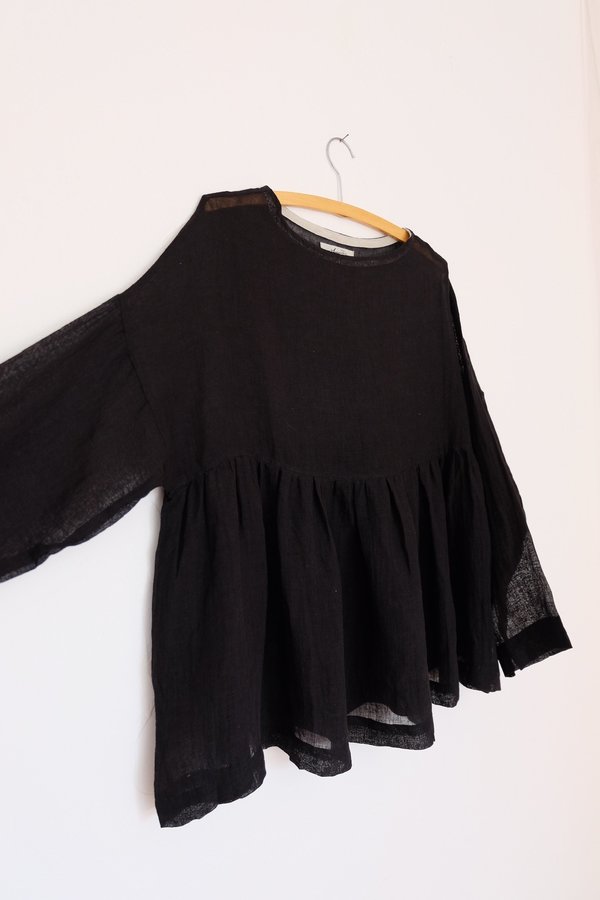 Ichi Antiquités Linen Gauze Pullover - Black Ichi Antiquités Linen Gauze Pullover - Black