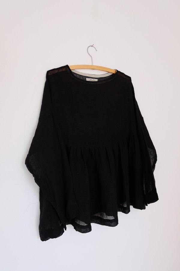 Ichi Antiquités Linen Gauze Pullover - Black Ichi Antiquités Linen Gauze Pullover - Black