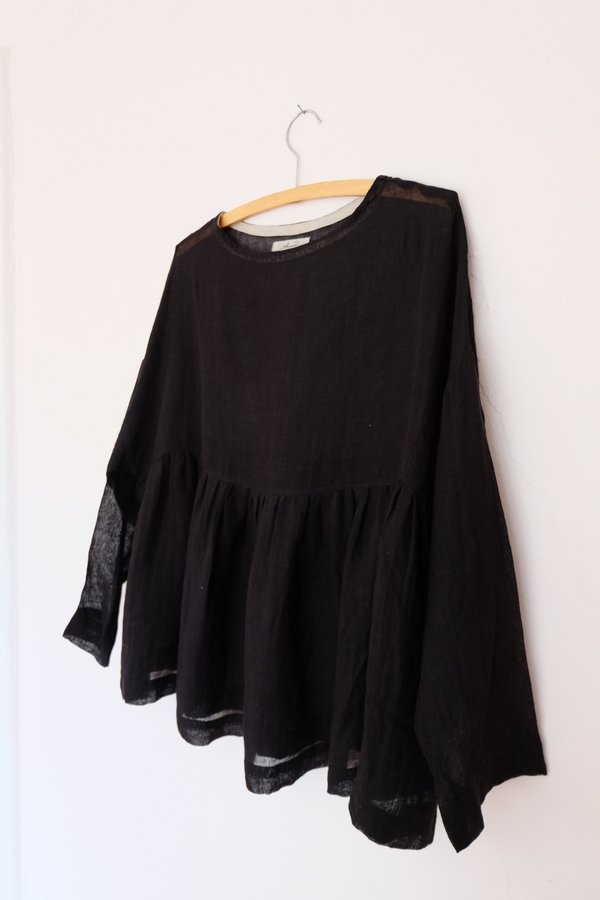 Ichi Antiquités Linen Gauze Pullover - Black Ichi Antiquités Linen Gauze Pullover - Black