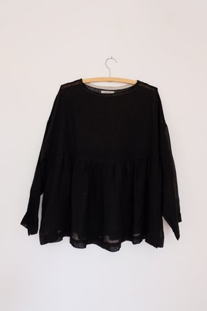 Ichi Antiquités Linen Gauze Pullover - Black Ichi Antiquités Linen Gauze Pullover - Black