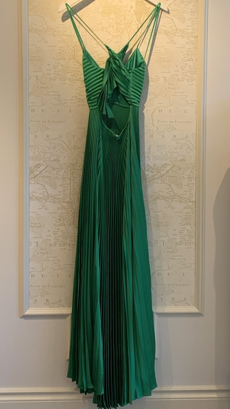 A.L.C. Aries Long Pleated Tie Back Dress - Green