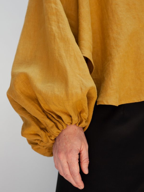 Nancy Stella Soto V-Neck Cropped Shirt - Ochre Nancy Stella Soto V-Neck Cropped Shirt - Ochre