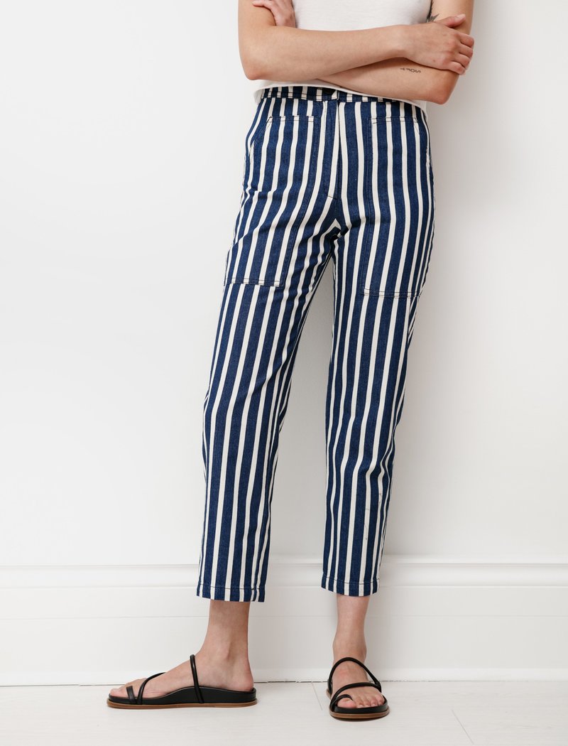 Hache Patch Pocket Striped Denim - Indigo/Creaam Hache Patch Pocket Striped Denim - Indigo/Creaam
