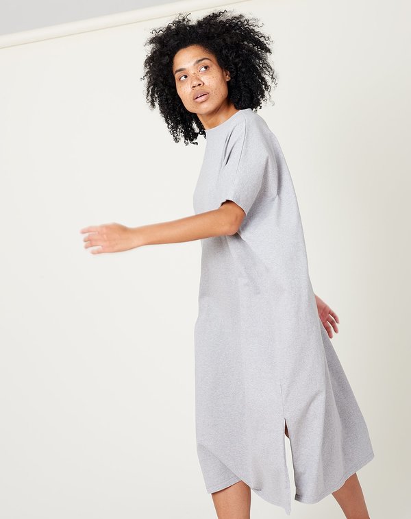 slim fit dress slacks Oversized T Shirt Dress With Script Love Slogan In Grey main image 1