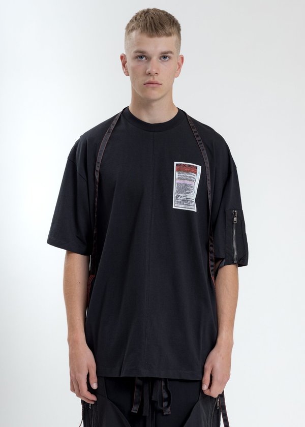 Komakino Loose Fit T-Shirt With Nylon Pocket And Tape - Black Komakino Loose Fit T-Shirt With Nylon Pocket And Tape - Black