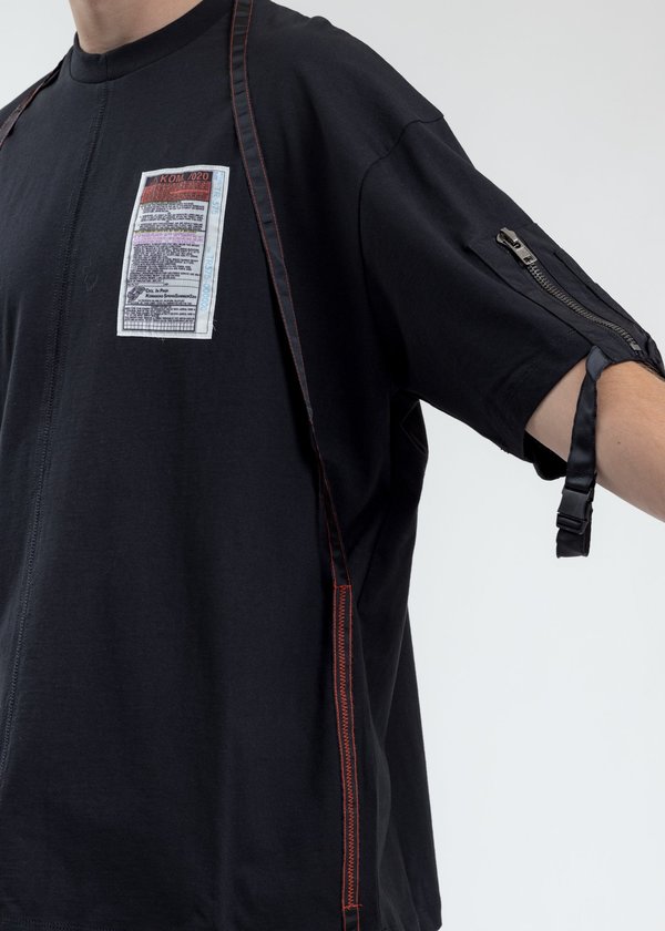 Komakino Loose Fit T-Shirt With Nylon Pocket And Tape - Black Komakino Loose Fit T-Shirt With Nylon Pocket And Tape - Black