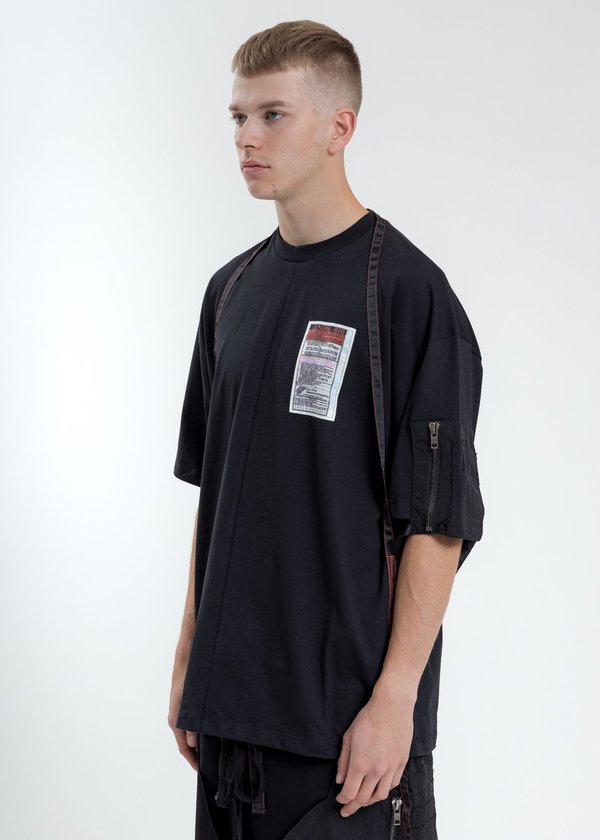 Komakino Loose Fit T-Shirt With Nylon Pocket And Tape - Black Komakino Loose Fit T-Shirt With Nylon Pocket And Tape - Black