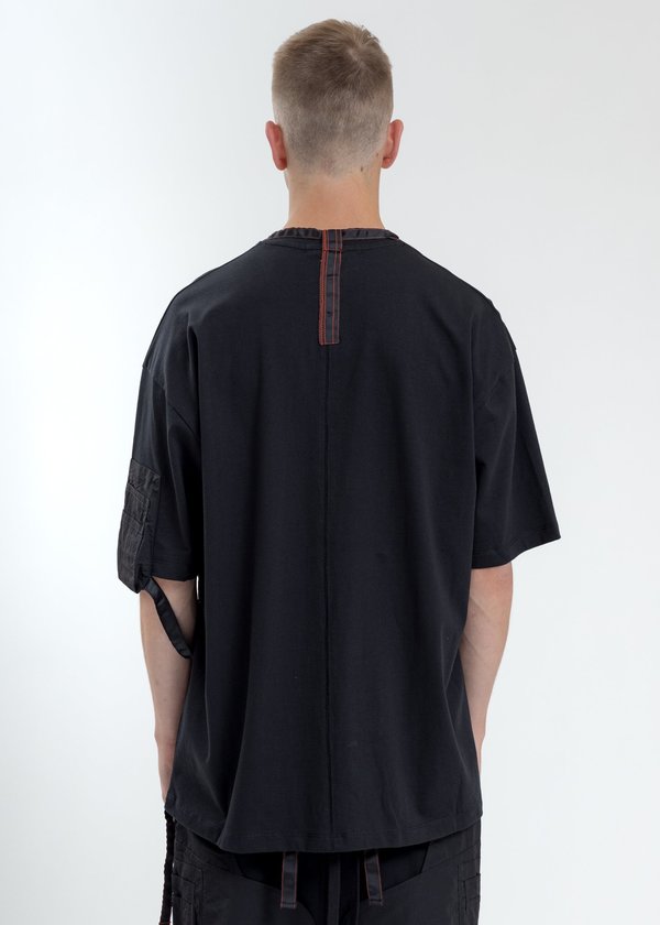 Komakino Loose Fit T-Shirt With Nylon Pocket And Tape - Black Komakino Loose Fit T-Shirt With Nylon Pocket And Tape - Black