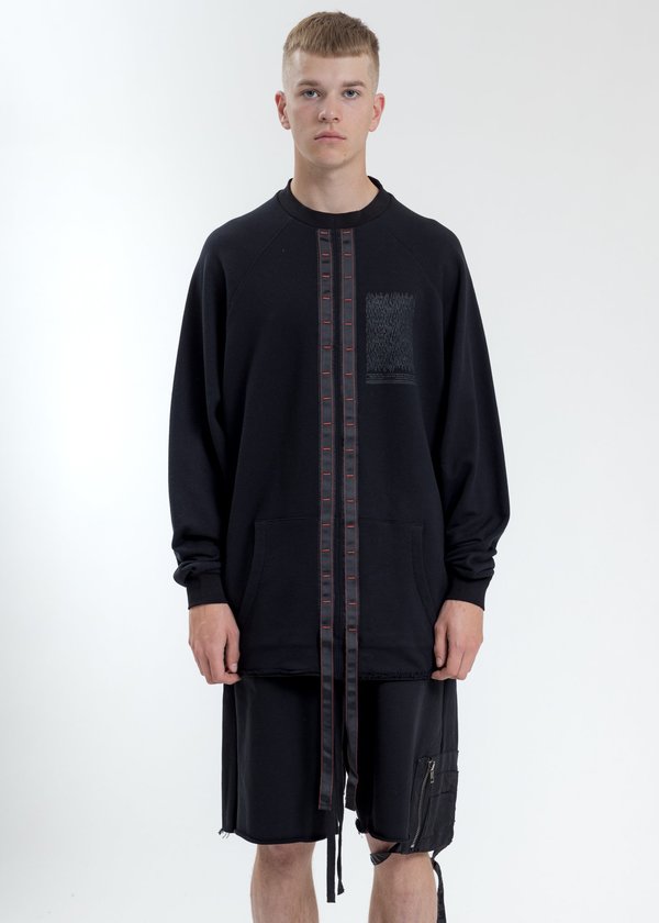 Komakino Oversized Crewneck With Tape - Black Komakino Oversized Crewneck With Tape - Black