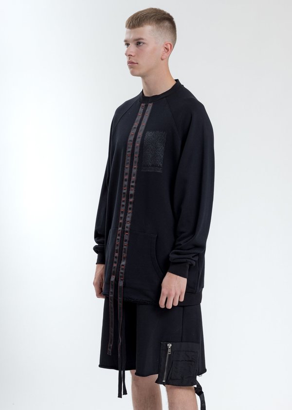 Komakino Oversized Crewneck With Tape - Black Komakino Oversized Crewneck With Tape - Black