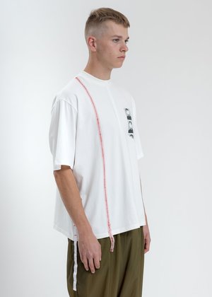 Komakino Boxy Fit T-Shirt With Tape - White Komakino Boxy Fit T-Shirt With Tape - White
