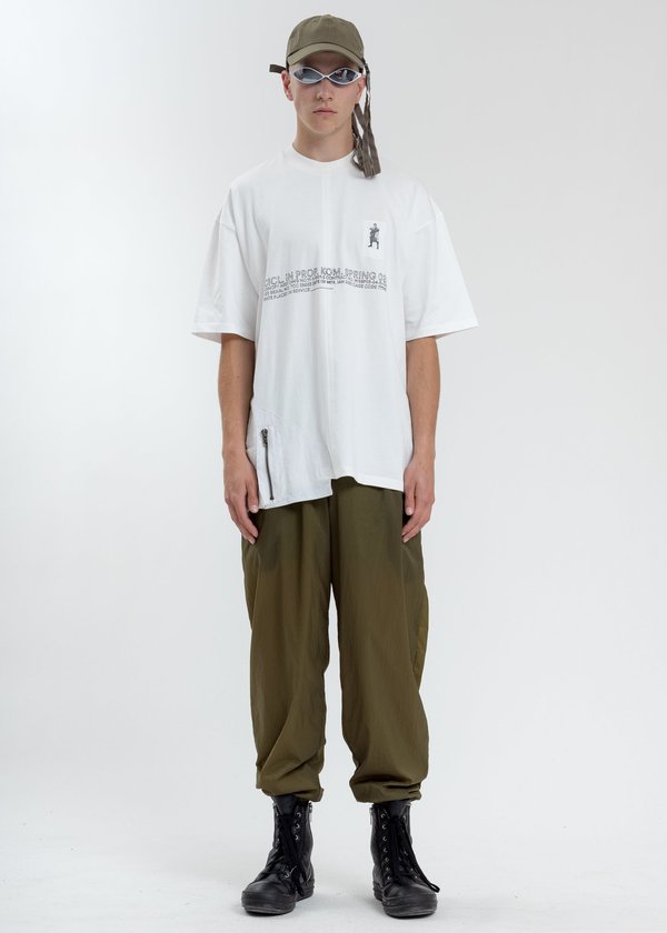 Komakino Loose Fit T-Shirt With Nylon Pocket - White Komakino Loose Fit T-Shirt With Nylon Pocket - White