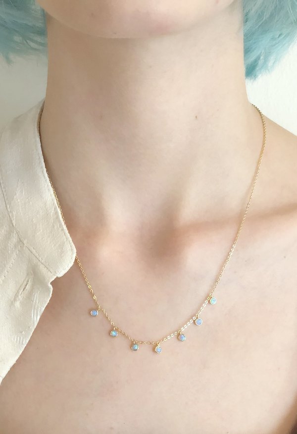 Nicole Kwon Concept Store Opal Dangle Necklace - 14k Gold Vermeil Nicole Kwon Concept Store Opal Dangle Necklace - 14k Gold Vermeil