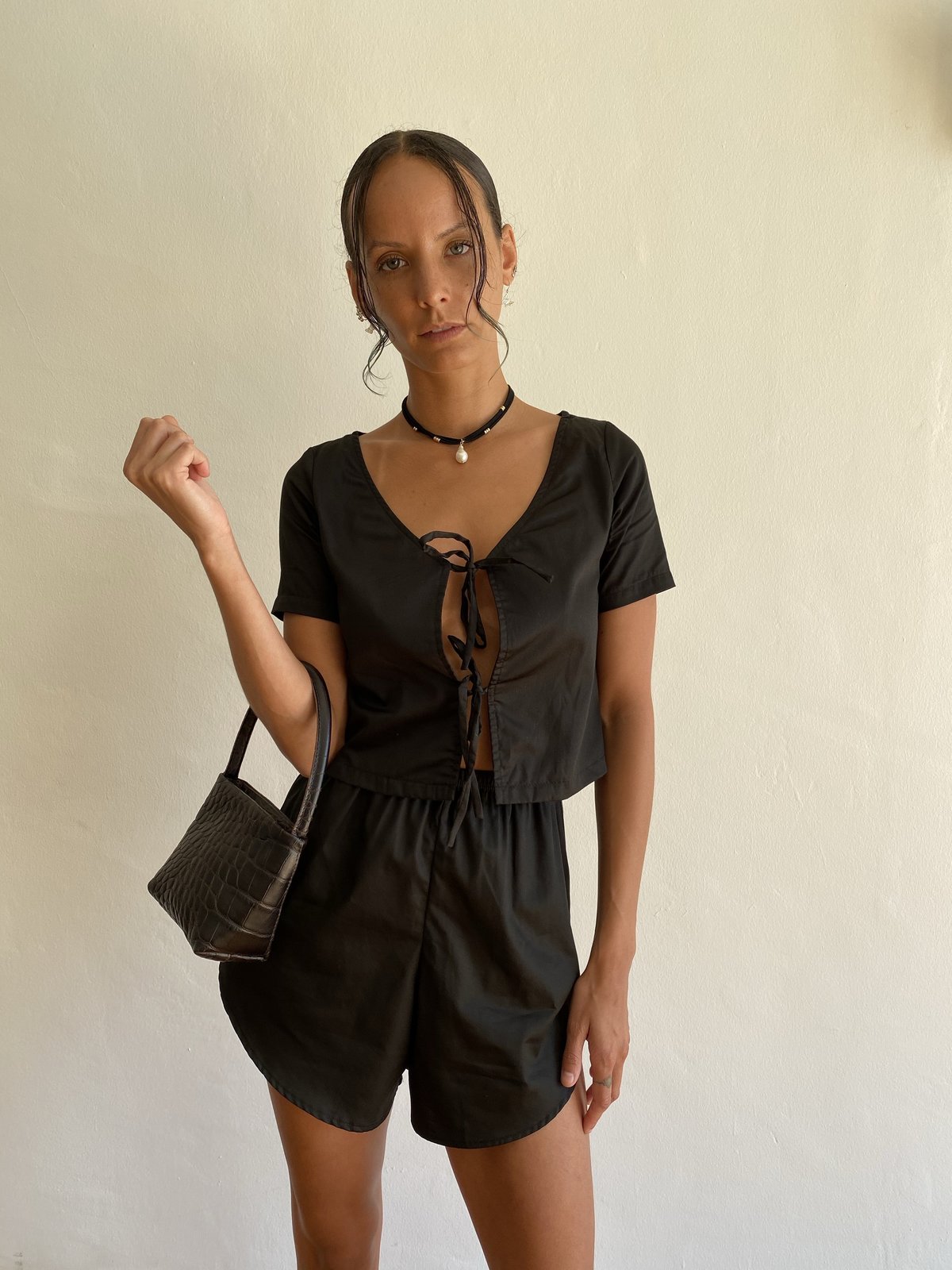 Lisa Says Gah Capri Set - Black Satin - Image 2 of 8