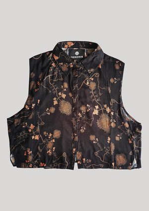 Berenik SHORT SLEEVELESS RAYON BLOUSE - black/rust print Berenik SHORT SLEEVELESS RAYON BLOUSE - black/rust print