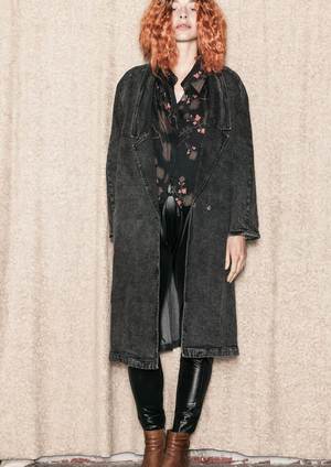 Berenik LONG REVERS DENIM COAT - washed black Berenik LONG REVERS DENIM COAT - washed black