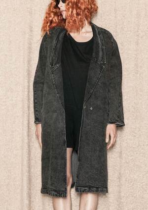 Berenik LONG REVERS DENIM COAT - washed black Berenik LONG REVERS DENIM COAT - washed black
