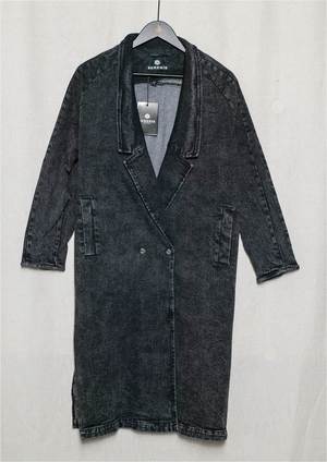 Berenik LONG REVERS DENIM COAT - washed black Berenik LONG REVERS DENIM COAT - washed black