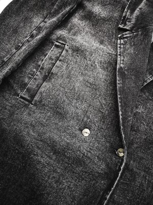 Berenik LONG REVERS DENIM COAT - washed black Berenik LONG REVERS DENIM COAT - washed black
