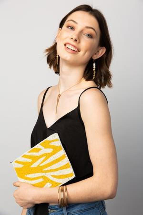 Ink + Alloy Beaded Clutch - Yellow Zebra Ink + Alloy Beaded Clutch - Yellow Zebra