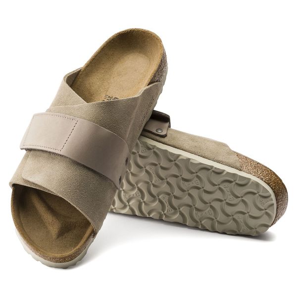 Birkenstock Kyoto Nubuck/Suede Leather Sandals - Taupe Birkenstock Kyoto Nubuck/Suede Leather Sandals - Taupe