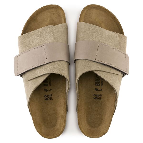 Birkenstock Kyoto Nubuck/Suede Leather Sandals - Taupe Birkenstock Kyoto Nubuck/Suede Leather Sandals - Taupe