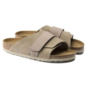 Birkenstock Kyoto Nubuck/Suede Leather Sandals - Taupe Birkenstock Kyoto Nubuck/Suede Leather Sandals - Taupe