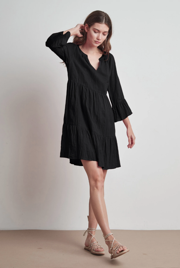 Velvet Aurora Woven Linen Tiered Dress Velvet Aurora Woven Linen Tiered Dress
