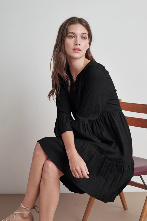 Velvet Aurora Woven Linen Tiered Dress Velvet Aurora Woven Linen Tiered Dress