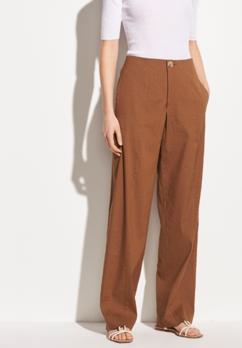 Linen Blend Vince High Waisted Pants Vince Linen Blend Black Wide