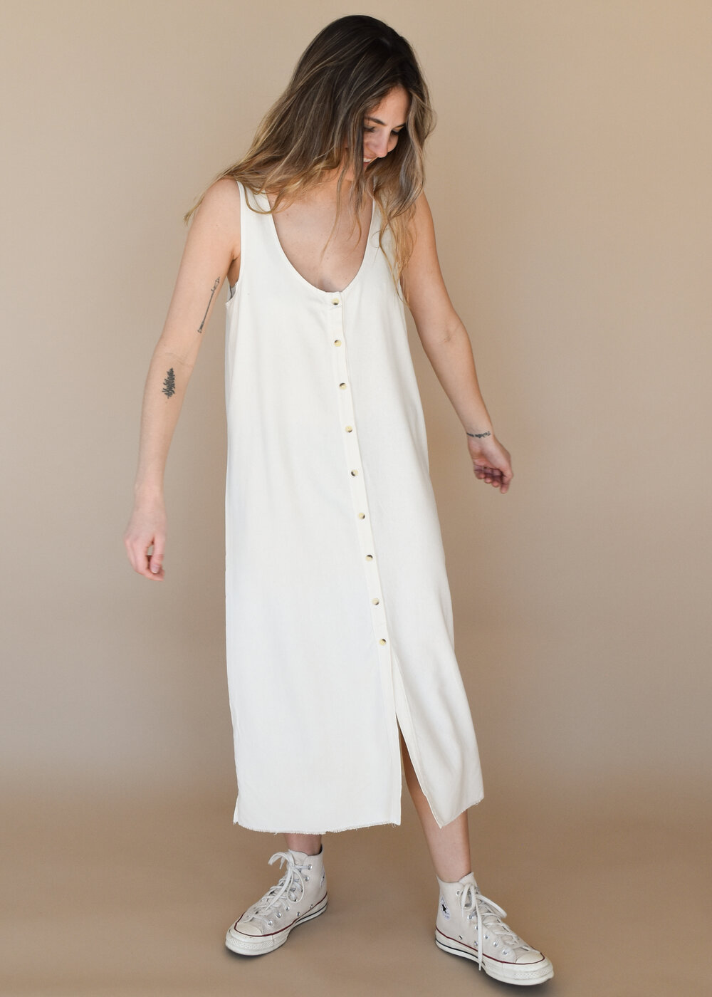 lacausa reversible silk dress LACAUSA Reversible Silk Dress in Natural