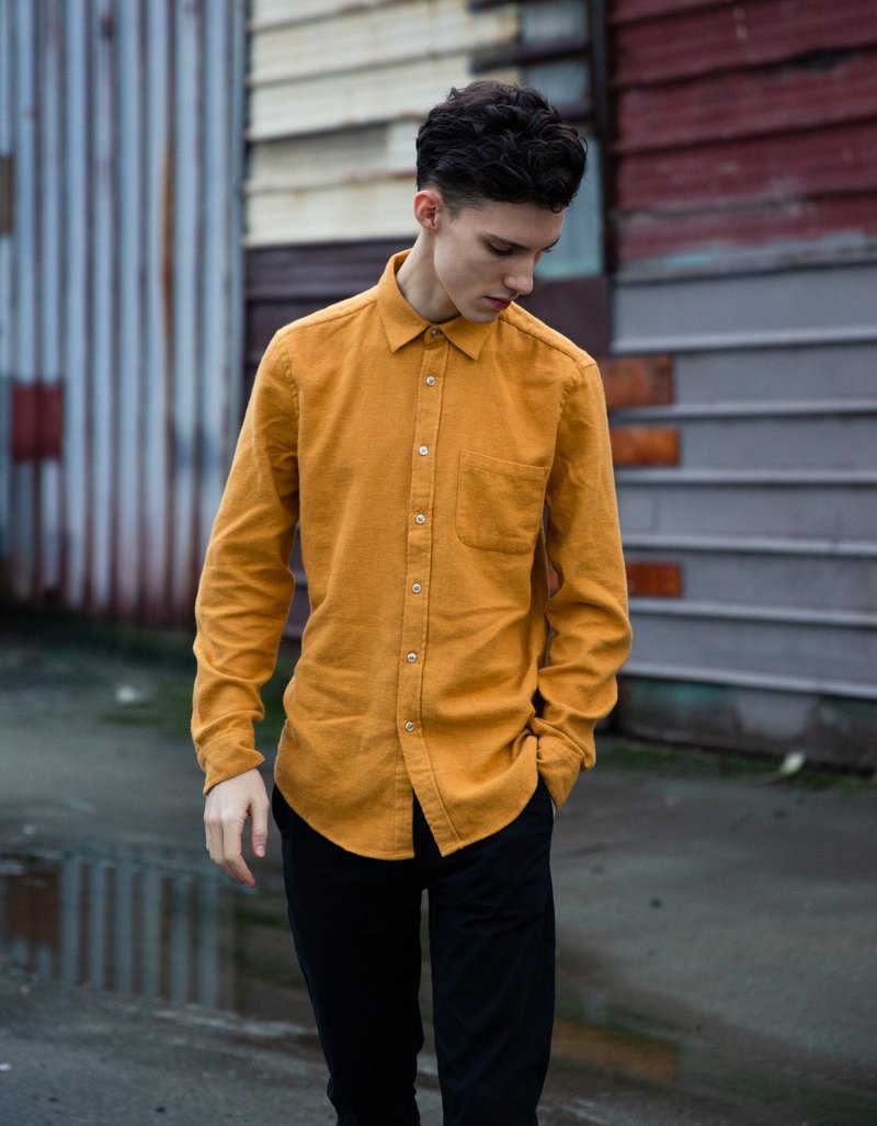 Long Sleeve Mustard Yellow Shirt With Black Jeans Portuguese