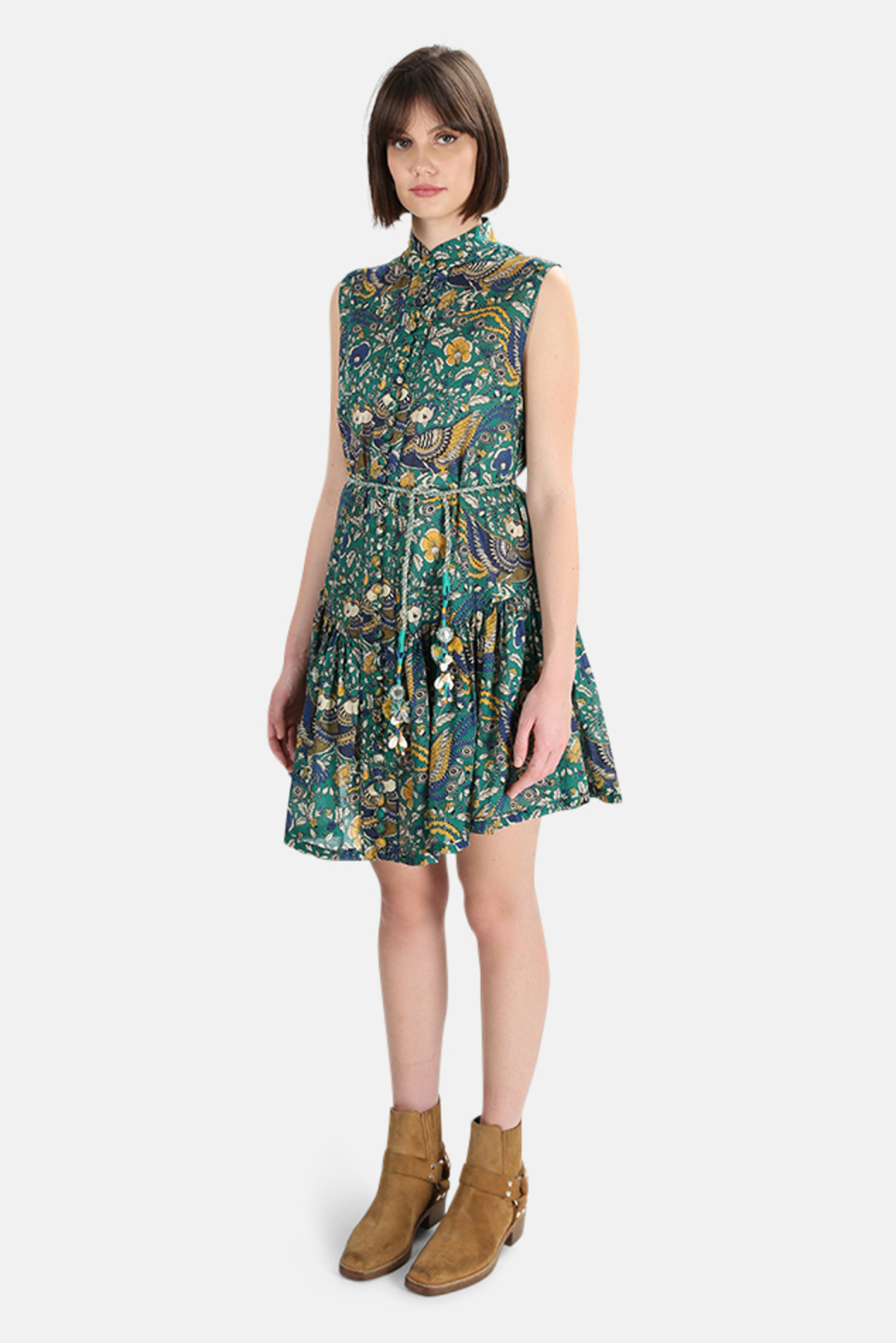 Zimmermann Edie Drop Waist Short Dress - Peacock