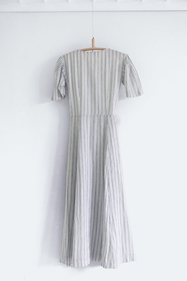 Karu Striped Khadi Cotton House Dress - ceramic blue Karu Striped Khadi Cotton House Dress - ceramic blue
