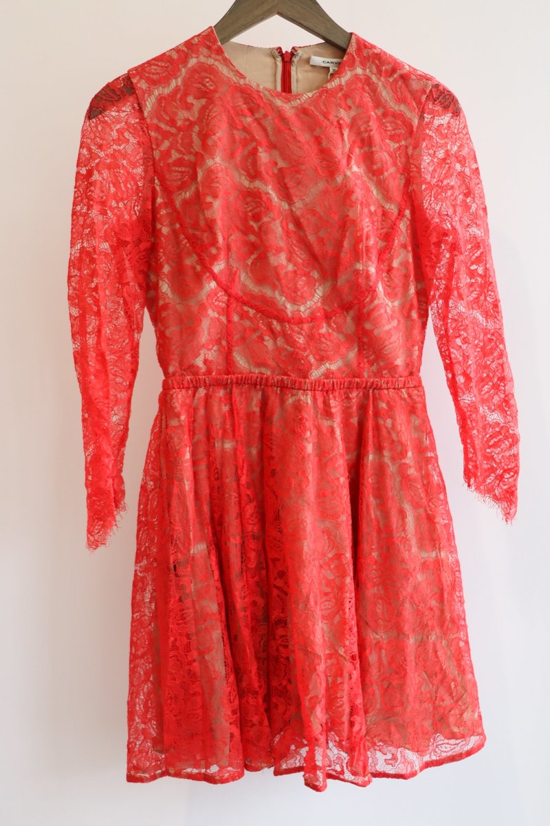 [Pre-loved] Carven Lace Mini Dress Coral