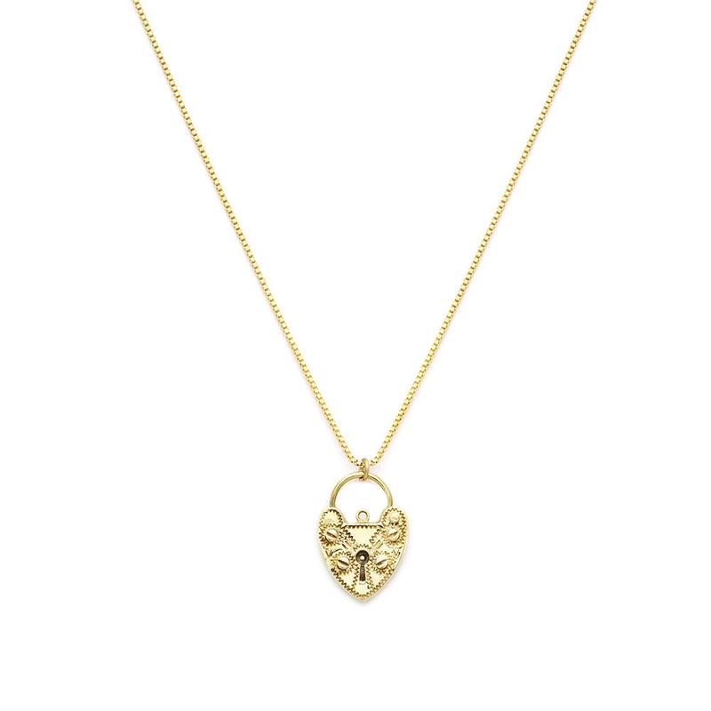 永遠の愛ハート型ロック【leah alexandra】LOVELOCK NECKLACE Leah Alexandra Lovelock Necklace - Gold | Garmentory