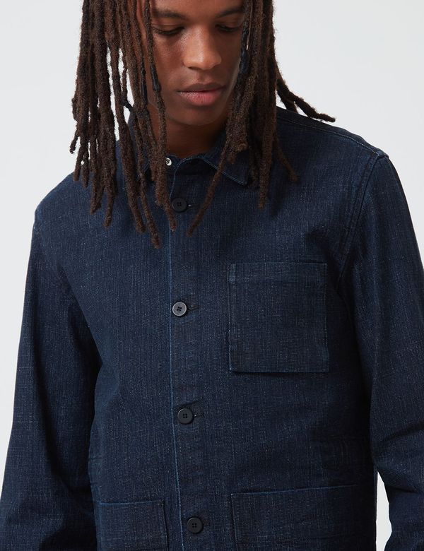 Folk Clothing Plinth Slub Denim Jacket - Indigo Blue Folk Clothing Plinth Slub Denim Jacket - Indigo Blue