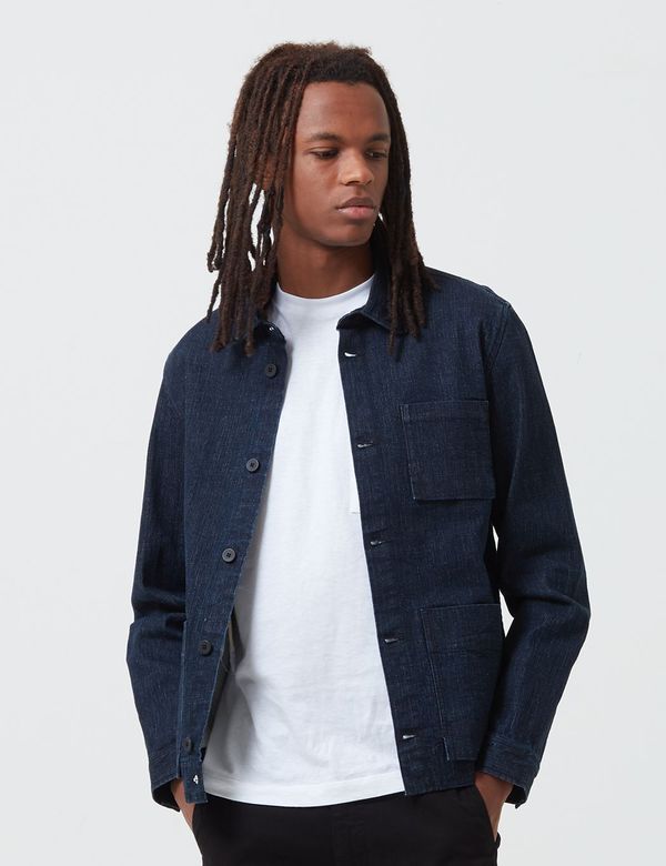Folk Clothing Plinth Slub Denim Jacket - Indigo Blue Folk Clothing Plinth Slub Denim Jacket - Indigo Blue