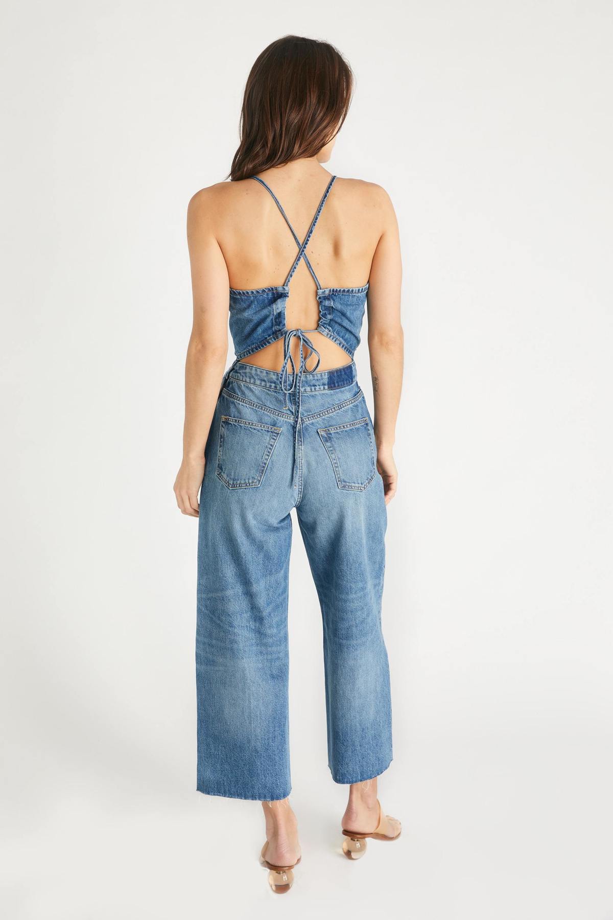 Glam Hour Halter Denim Jumpsuit main image 0