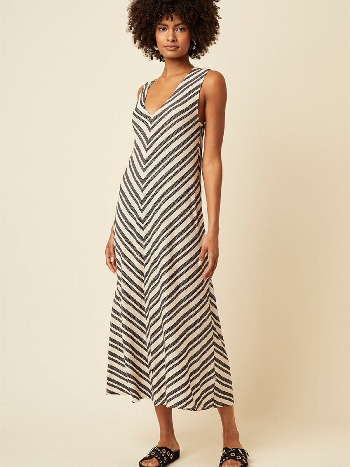 Great Plains Lumi Stripe Dress - Natural/Black - Image 1 of 4