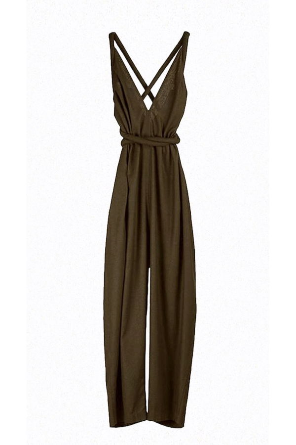 Electric Feathers Raw Silk Infinite Rope Jumpsuit - Black