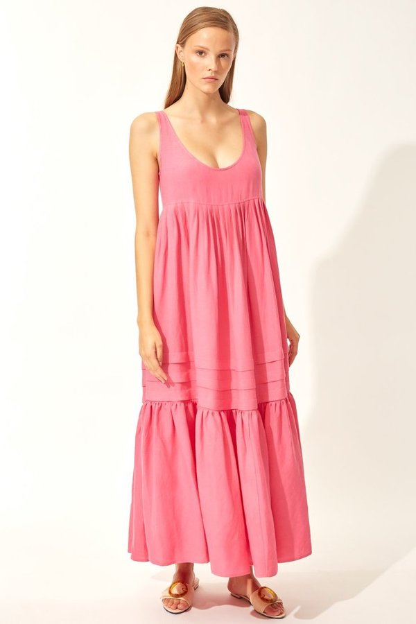 chinese dress ladies Linen Empire Midi Dress – Sugar Chic Boutique main image 1