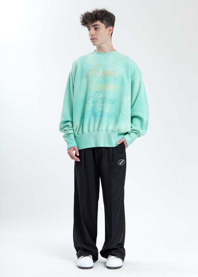 we11done Hand Bleached Iridescent Logo Sweater - Green