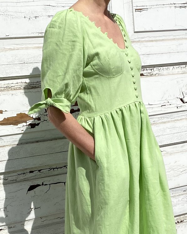 lime green linen dress