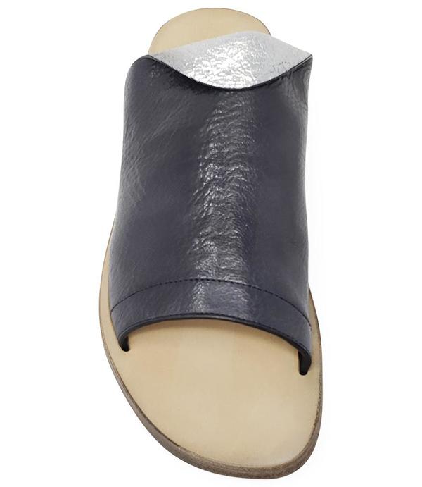 Madison Maison By Silvano Sassetti Leather Sandal - Black/Silver Madison Maison By Silvano Sassetti Leather Sandal - Black/Silver