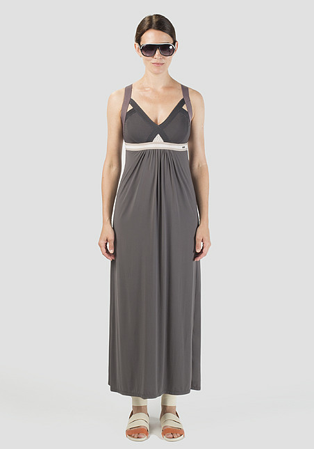 VPL Insertion Wide Maxi Dress: Grey VPL Insertion Wide Maxi Dress: Grey